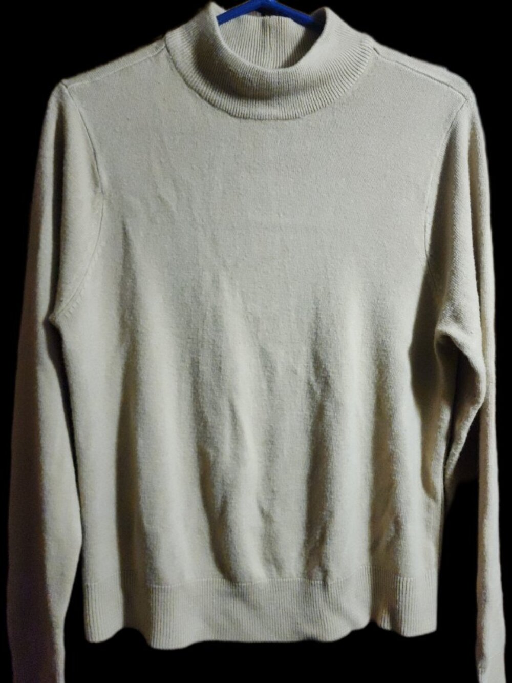 BLAIR Women’s Oatmeal Tan Ribbed Knit Turtleneck Sweater Size L 100% Acrylic
